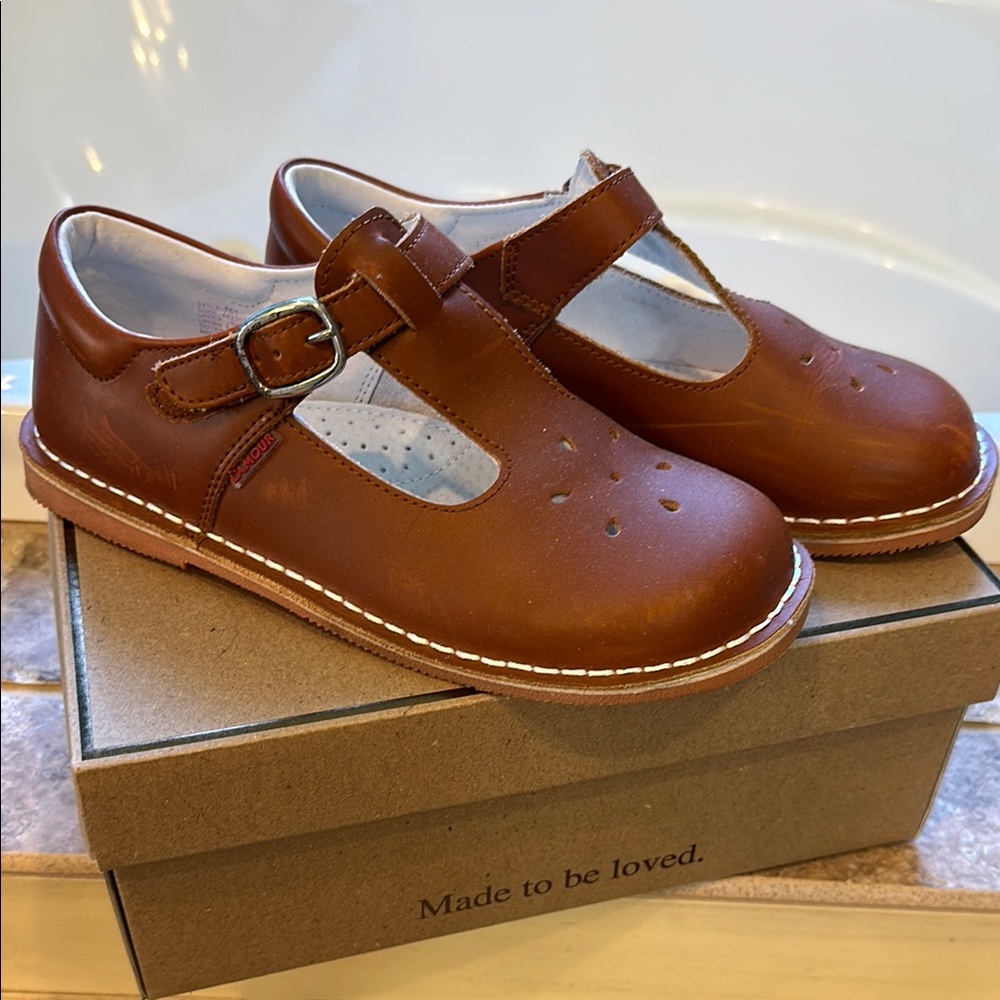 L’amour Brown Leather Kids Shoes